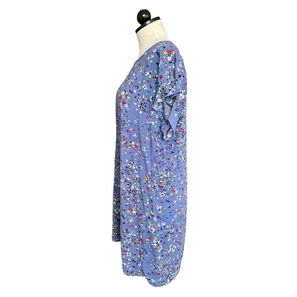 Beachlunchlounge Blue Floral Flutter Sleeve Shift Sun Dress  Size Large - Picture 6 of 13